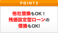 ポイント3 他社借換もOK！ 残価設定型ローンの借換もOK!