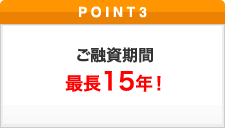 ポイント3 ご融資期間最長15年!