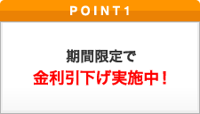 ポイント1 期間限定で金利引き下げ実施中！