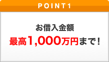 ポイント1 お借入金額　最高1,000万円まで！
