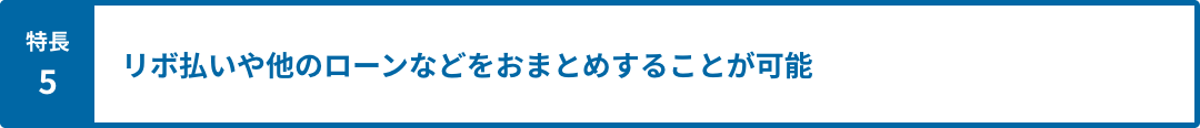 特長5 リボ払いや他のローンなどをおまとめすることが可能