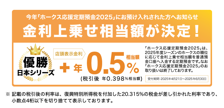 金利上乗せが決定！