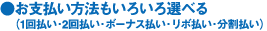 お支払い方法もいろいろ選べる